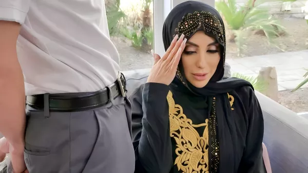 Busty Arab Woman In A Black Scarf Slept With Her Husband's Colleague